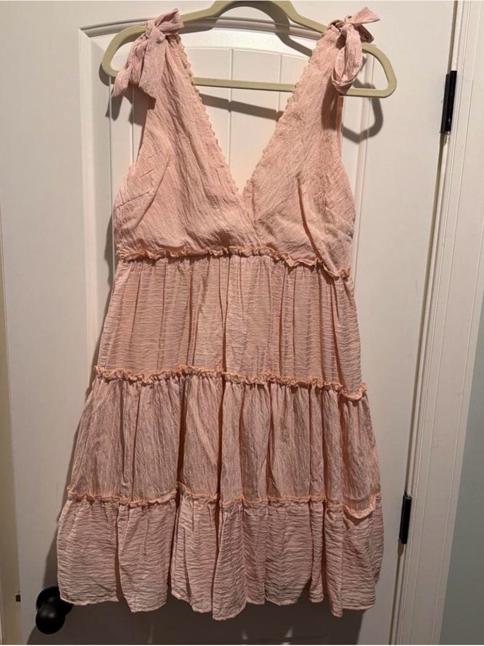 Gianni Bini Blush Pink Tiered Tie-Shoulder Summer Dress